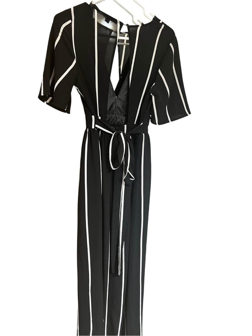 Haute Monde Black and White Striped High-Low Maxi Dress - Picture 4 of 7